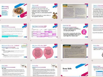 AQA A level Psychology Memory Full Course Power Points and tests for new 2027 specification!