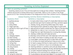 Parenting Activities Explanation-Definitions