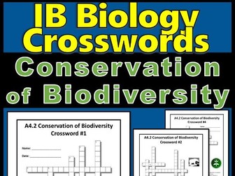 IB Biology A4.2 Conservation of Biodiversity - Key Terms Crossword Revision