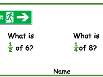 Fraction exit cards for Maths