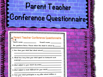 Parent Teacher Conference Questionnaire Template