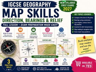 IGCSE Geography Map Skills - Direction, Bearings and Relief, Contour Lines & Gradient