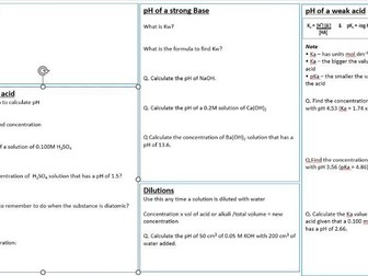 Acids and Bases revision Mat