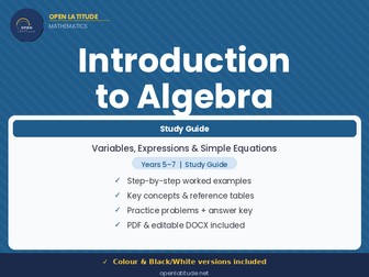 Intro to Algebra Study Guide | Years 5–7