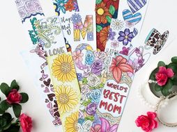 Mother's Day Coloring Bookmarks – 12 Printable Bookmarks to color and make for Mom / Mum