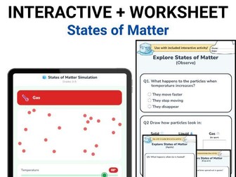 States of Matter Interactive Activity + Worksheet (Solid Liquid Gas) No Prep