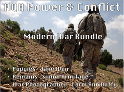 English Literature Power & Conflict Poetry- Modern War Bundle- AQA New Spec 2017