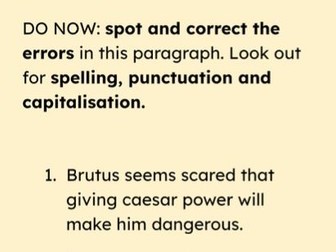 Julius Caesar Proof-Reading SPAG Sentences Brutus