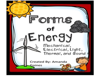 Forms of Energy Notes, Worksheets, and Research Project (M.E.L.T.S.)