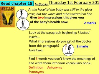 Skellig whole class reading year 6  ERIC approach