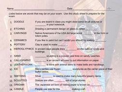 Art Forms Exam Study Sheet