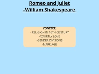 Romeo and Juliet Context Revision