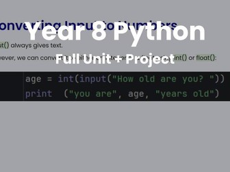 Year 8 Python Scheme of Work KS3