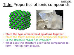 Properties of ionic compounds - complete lesson (GCSE 1-9) | Teaching ...