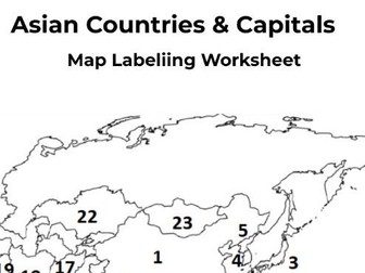 Asia Countries Map – Labeling Worksheet
