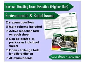 GCSE German - Reading Question Pack - Environmental & Social Issues - AQA/OCR/Edexcel/iGCSE/WJEC