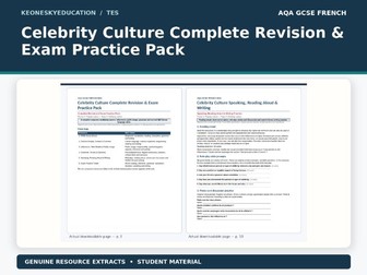 AQA GCSE French 8652 - Celebrity Culture Complete Revision & Exam Practice Pack