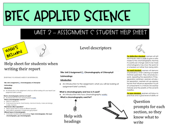 BTEC Applied science Unit 2 assignment C help sheet