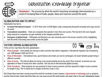 Globalisation Knowledge Organiser KS3