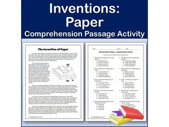 Inventions: Paper - Reading Comp Passage & Activity | Editable