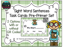 Sight Word Sentences Task Cards: Pre-Primer Set