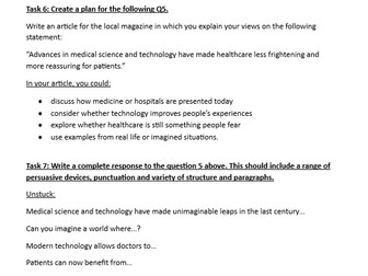 AQA Style English Language Paper 2 Extracts, Tasks and Questions - Updated Specification - Hospitals