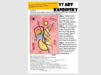 KS3 Art and Design - Cover Lesson - Kandinsky - drawing abd colour work