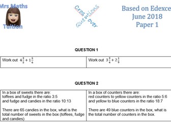 Crossover Questions based on Edexcel GCSE Maths June 2018 - additional questions