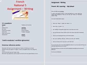 French, National 5, Assignment-Writing
