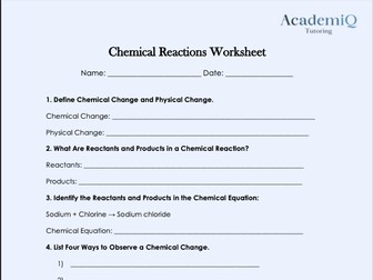 KS3 Chemical Reactions Worksheet