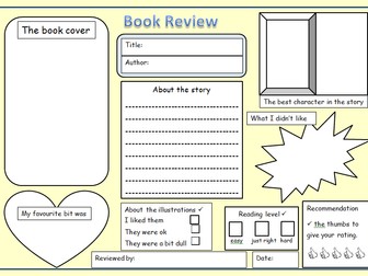 KS1 & 2 Book review blank template