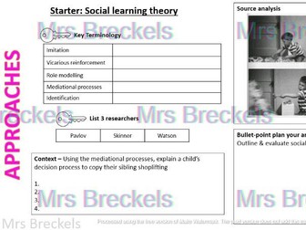 Approaches in Psychology (AQA A-level Psychology) - Recap starter/do now worksheets with answers