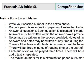 French ab initio SL Listening Comprehension