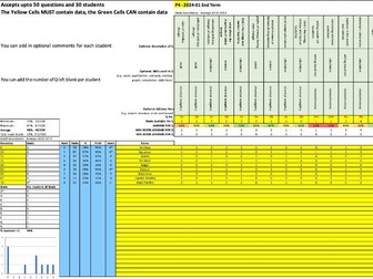 Test and Exam Analyser Spreadsheet and Automatic Report Generator