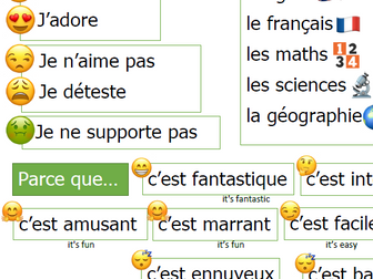 French School Subjects - Emoji Speaking Mat