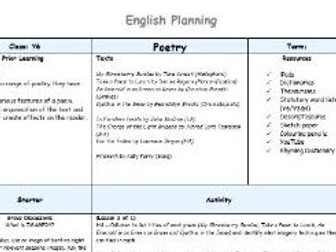 YEAR 6 POETRY PLANNING & RESOURCES