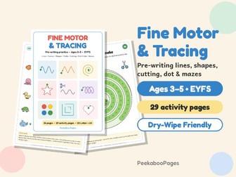 EYFS Fine Motor & Pre-Writing Tracing Pack – Nursery/Reception Tracing, Cutting & Dot Activities (No