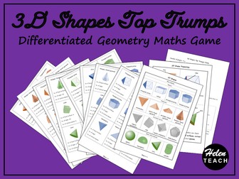 3D Shapes Top Trumps Game Differentiated