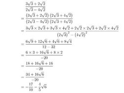 Simplifying And Rationalising Surds Worksheets Teaching Resources