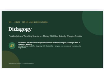 Didagogy - CPD Course | The Discipline of Teaching Teachers, and How to Design CPD That Sticks