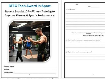BTEC Tech Award in Sport - Component 3 - ALL PowerPoints AND Student Booklets
