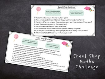 Sweet Shop Maths Challenge Cards