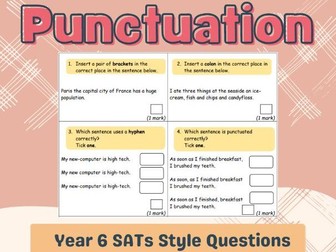 Punctuation Practice Questions - Year 6 SATs