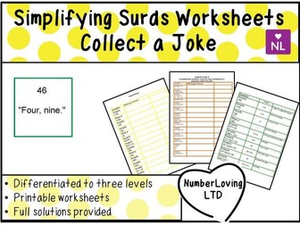 Simplifying Surds Worksheets Collect a Joke