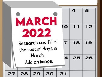 Calendar Work Special Days in March