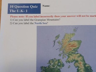 Global Location 10 Question Quiz - UK (+Teacher Copies)