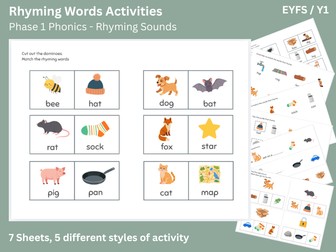 EYFS Rhyming Words Activities | Rhyming Games, Matching & Literacy Worksheets