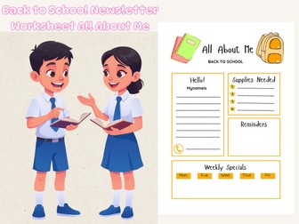 Back to School All About Me Worksheet & Teacher Newsletter | Printable Classroom Activity