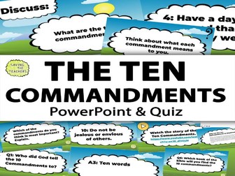 Religious Education: The Ten Commandments PowerPoint and Quiz