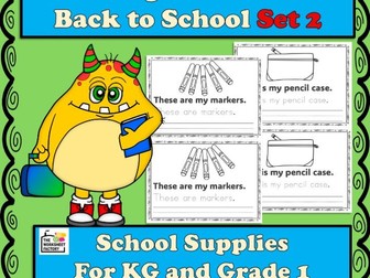 Back to School Set 2 Emergent Reader KG -1st Grade- School Supplies Sight Words